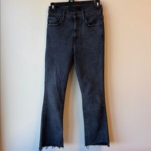 MOTHER Insider Crop Step Fray Jeans 25 black